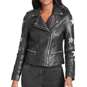 Chaquetas de Mujer Negras con Logotipo Personalizado de Alta Demanda, Chaqueta Vintage de Invierno, Chaqueta Bomber Clásica de Cuero Genuino, Ropa Urbana - Product Image 1