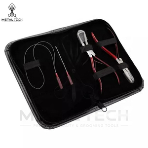 Custom Logo Manufacturer Top Quality Red Coated Hair Extension Removal Tool Kit Fitting Pliers <b>Threader</b> Loop <b>Needle</b> Set - Product Image 2
