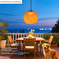 Luminaire suspendu LED en rotin tissé à la main, étanche IP65, pour extérieur, blanc chaud, boîtier en aluminium, patio, pergola, jardin