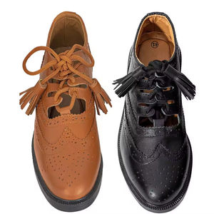 Zapatos Brogue Ghillie Escoceses al por Mayor con Empeine de Cuero Marrón, Suela de Goma y Cordones Largos con Borlas - Product Image 4