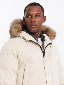 Solid International <b>Men's</b> Hooded 70% <b>Down</b> Cotton Lined Regular Fit High Grade Cozy Material Winter Apparel Long Puffer <b>Jacket</b> - Product Image 5