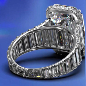 <b>Emerald</b> Cut Moissanite Diamond Cocktail <b>Ring</b> 925 Sterling <b>Silver</b> Prong Setting Women's Luxury Engagement <b>Ring</b> for Her and Him - Product Image 3