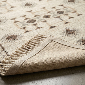 Tapis moderne en jute tissé à la main, géométrique, antidérapant, crème beige marron, tissage plat, kilim, bordure à franges, décoration intérieure - Product Image 6