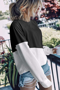 เสื้อสเวตเชิ้ตผู้หญิง แขนทรงปีกค้างคาว คอทรงโอ ผ้าถัก สไตล์ลำลอง มีกระเป๋า ดีไซน์ไม่สมมาตร สไตล์ฤดูใบไม้ร่วง ทรงโอเวอร์ไซส์ ปักลาย - Product Image 5