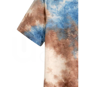 เสื้อยืดคอกลมแขนสั้นผู้ชายลายมัดย้อม ทรงลำลอง ผ้าถัก ลายพิมพ์ - Product Image 5