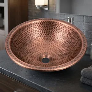 Lavabo Ovalado Rústico de Cobre para Baño, Acabado Antiguo Martillado a Mano, Lavabo de Cobre para Mueble de Baño - Product Image 5
