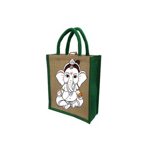 Laminated Reusable Jute Shopping <b>Tote</b> Beach <b>Bags</b> with All Over Print and Cotton Tape Handle - Product Image 1