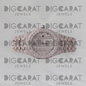 Reloj Unisex de Diseño Elegante con Incrustaciones de Moissanita, Esfera Redonda, Caja de Cuarzo, Resistente al Agua, Venta al Por Mayor para Exportación - Product Image 1