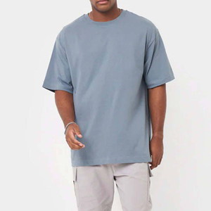 Heavy Cropped <b>Box</b> Fit T Shirt Blank Shirts High Quality Mock Neck Boxy Fit Oversize <b>Drop</b> Shoulder Men's T-shirts - Product Image 1