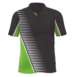 เสื้อโปโลชายสีดำขาวลายเรขาคณิต แขนสั้น แห้งเร็ว สปอร์ต ผ้าถักโพลีเอสเตอร์ ติดกระดุม - Product Image 3