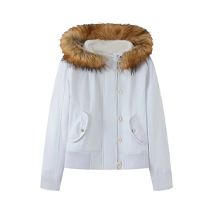Manteau tendance 2026 avec col en fourrure pour femme, idéal automne-hiver, avec capuche ajustable (édition européenne et américaine) - Product Image 2