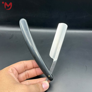 Men's Straight <b>Razor</b> Black Plastic Handle Stainless Steel <b>Blade</b> <b>Single</b> <b>Blade</b> Barber Shop Shaving Tool - Product Image 3