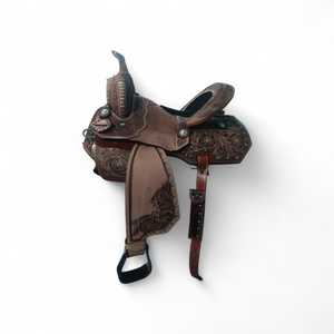 TI101OA063 Customized Branded Western English Leather Horse Saddle <b>Soft</b> Seat Fiberglass Tree Stainless Steel Hardware Equestrian - Product Image 2