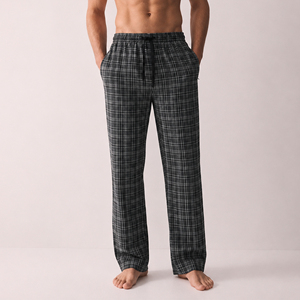 Men's Plaid Cotton Pajama Pants <b>Elastic</b> <b>Waist</b> Casual Fashionable Wear Breathable Lightweight Summer OEM <b>Trousers</b> - Product Image 1