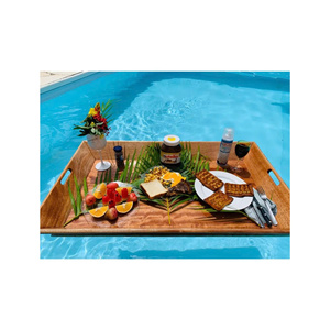 Bandeja flotante redonda grande de ratán para desayuno, ideal para un ambiente romántico junto a la piscina en un hotel, spa o resort al estilo Bali. - Product Image 6