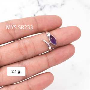 Anillos de plata de ley 925 con piedra amatista para mujer, anillos de plata 925 hechos a mano con sello 925, joyería de plata a precio de mayoreo. - Product Image 1