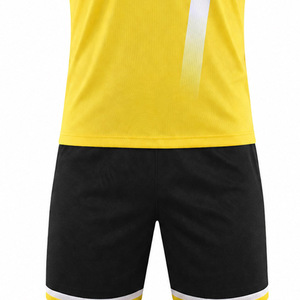 Ensemble maillot et short de handball professionnel jaune et bleu pour homme, col en V, manches courtes, uniforme sportif personnalisé pour équipe, anti-humidité 100% - Product Image 6