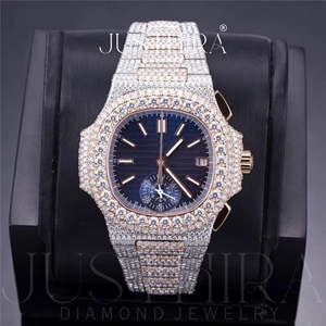 Indian Exporter Custom Iced Out Moissanite Diamond <b>Watch</b> Hip Hop Jewelry Style Luxury Quartz <b>Watch</b> for Unisex Available For Sale - Product Image 4