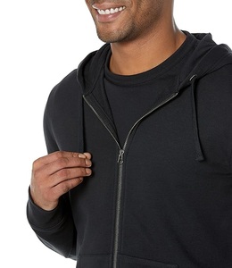 Nouvelle collection, service OEM, sweat à capuche zippé confortable pour homme, 100% coton, manches longues, col en tissu, couleur unie, fabrication au Bangladesh - Product Image 3