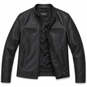 OEM Winter Mocha <b>Suede</b> Genuine Leather Biker <b>Jacket</b> Men's Casual Stand Collar Zipper Closure Windproof Breathable Eco-Friendly - Product Image 4