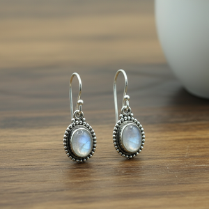 Vintage Blue Fire Moonstone Drop Earrings Pure 925 Sterling Silver Rose Gold Yellow Gold Plated Boho Jewelry Gift Women <b>Sister</b> - Product Image 4