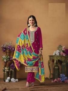Traje Salwar de Seda Chinon Ligero con Estampado para Mujer, Estilo Indio Pakistaní, Diseño Étnico Moderno para Fiestas, Festivales y Bodas - Product Image 6
