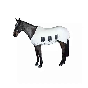Couverture de cheval blanche pour l'extérieur, toutes saisons, avec rabat de queue moyen et 2 sangles de fixation, en tissu Oxford et rembourrage en polyester - Product Image 3