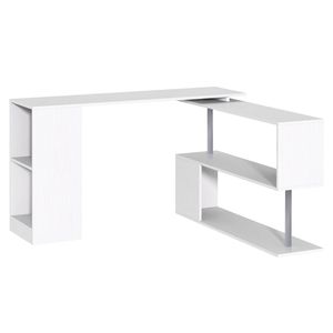 Postazione di Lavoro Angolare a L Bianca da 55 Pollici con Design Girevole a 360 Gradi e Funzionalità di Archiviazione - Product Image 1