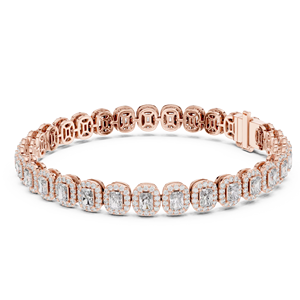 Bracelet tennis unisexe en argent et or rose, diamant de laboratoire taille radiant, élégant, cadeau de mode, meilleur prix de gros - Product Image 1