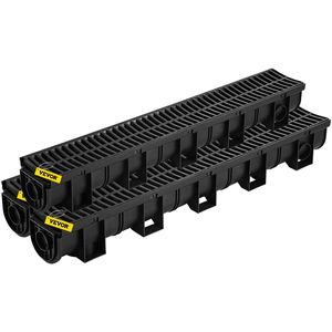 5.8x5.2x39.4 pollici HDPE in plastica nera sistema di drenaggio del pavimento del Garage 3x39 griglia di scarico 3 tappi terminali canale di scarico per giardino - Product Image 1
