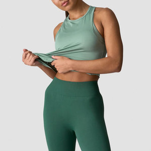 Camiseta sin mangas para mujer, diseño de espalda en Y, estilo chaleco largo, elástica en cuatro direcciones, poliéster y elastano, sin costuras, para gimnasio, yoga, alta resistencia, activa - Product Image 3