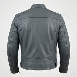 Veste en cuir de vache véritable pour homme, style Cafe Racer, coupe ajustée, hiver, fabricant et fournisseur OEM ODM en gros - Product Image 2