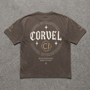 Camiseta de hombre estilo gótico, holgada, con gráfico en la espalda y logo en la manga, 100% algodón, estilo streetwear, lavada, oversize. - Product Image 5