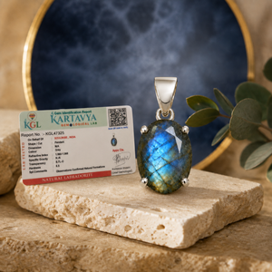 Pendentif en pierre précieuse labradorite, forme hexagonale, collier religieux hindou pour anniversaire - Product Image 5