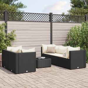 Ensemble de 5 salons de jardin blanc crème et noir pour l'aménagement extérieur et les divertissements en plein air - Product Image 1