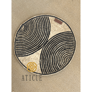 ATICUE Bohemian 15 Inch Round Seagrass Braided Placemat Natural Fiber <b>Table</b> <b>Mat</b> for Home Use Inspired by Marble Coasters - Product Image 2