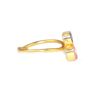 Classic Fashion Cubic Zirconia Gemstone Heart Shape Double Stone 22K <b>Gold</b> Plated Free Size <b>Ring</b> Jewelry For Women Wholesale Bulk - Product Image 2