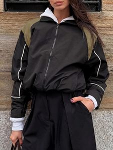 Chaquetas Cortavientos Casuales Ligeras Deportivas para Otoño |   Chaqueta Ligera, con Bloques de Color, Cierre de Cremallera, Cuello Alto, Puños Ajustables - Product Image 5