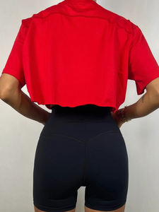 Custom Wholesale Women Crop Top Sports 100% Cotton Oversized Crop T Shirt for Women Crewneck Tee OEM Private Label - Product Image 2