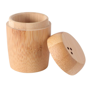 Caja contenedora de palillos de madera personalizada para la sala de estar, soporte redondo de madera maciza para palillos de dientes. - Product Image 1