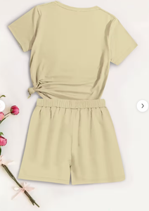 Ensemble short et haut à manches courtes pour femme, ample, respirant, confortable, décontracté, deux pièces - Product Image 2