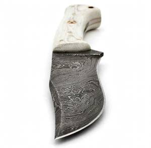 Outil utilitaire robuste d'extérieur en acier Damas forgé à la main, avec manche en os blanc patiné - Product Image 5