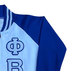 Phi Beta Sigma <b>White</b> Varsity Fleece <b>Jacket</b> for <b>Men</b> Comfortable Fit Premium Fabric Greek Fraternity Apparel Casual Outerwear - Product Image 4
