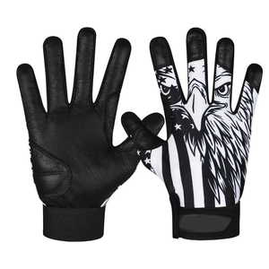 Gants de frappeurs au design drapeau aigle, noir et blanc, en polyester, unisexe, pour adultes, pour l'entraînement, à enfiler, en tissu tricoté, à la mode - Product Image 2