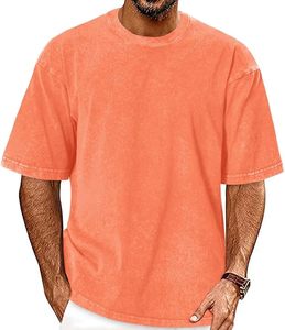 <b>Mens</b> Acid Wash Slim Fit <b>Silk</b> Screen Printed Front Logo Eco-Friendly Heavyweight Cotton T-<b>Shirt</b> Wholesale - Product Image 1