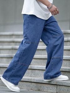 Men's Leg Denim Cargo <b>Pants</b> Mid Waist Loose Fit Cotton Casual Style Spring Wear Blue Jeans Cargo Men's Jeans - Product Image 4