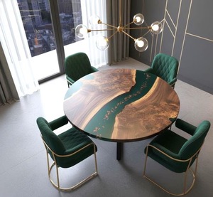 Table de salon en résine écologique artisanale, couleur et taille personnalisées, peinte à la main, forme naturelle - Product Image 1