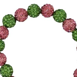 Bracelet Élastique Breloque Bouclier Vert Rose, Bijou Tendance, Accessoire Cadeau, Bracelet Perles Élégant, Bijou Statement pour Femme - Product Image 4