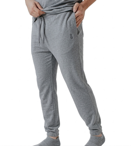 Men's Gray Cotton Jogger Pants Mid Waist Drawstring Casual Full Length Solid Color <b>Pineapple</b> Logo Right Leg Regular Fit Autumn - Product Image 1