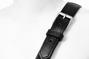 Sangle d'épaule en cuir véritable noir avec anneaux en D, réglable, style formel, entièrement doublée - Product Image 5